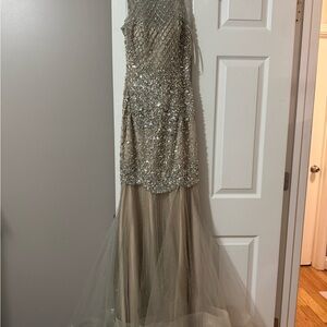 Elegant Champagne Sequin Gown